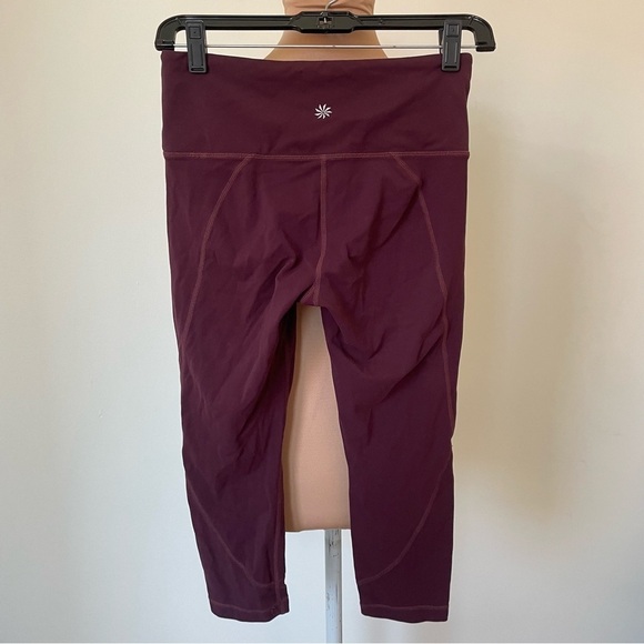 Athleta Salutation Capri Maroon Powervita Mid-Rise Cropped Leggings 591383 EUC S - Picture 5 of 10